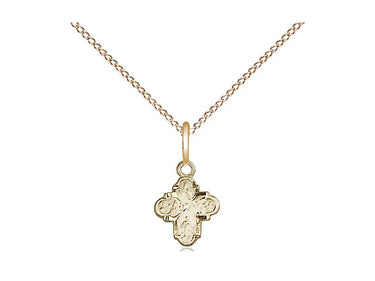 14kt Gold Filled Small Four-Way Medal Necklace 3/8 x 1/4 inch with 18 inch Chain by Bliss