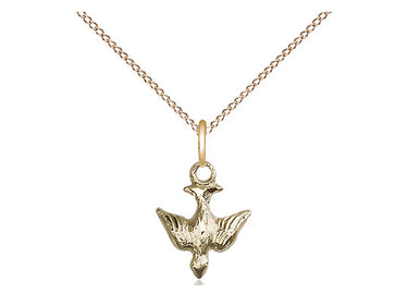 Small 14kt gold filled Holy Spirit necklace with 1/2 x 3/8 inch pendant on 18 inch curb chain by Bliss