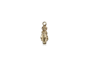 14kt Solid Gold Small Infant of Prague Medal Pendant 3/8 x 1/8 by Bliss Manufacturing