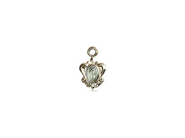 14kt Solid Gold Small Miraculous Medal Pendant 3/8 x 1/4 inches handcrafted by Bliss
