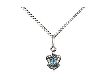 Small Sterling Silver Miraculous Medal Necklace 3/8x1/4 inch with 18 inch chain handcrafted by Bliss Manufacturing