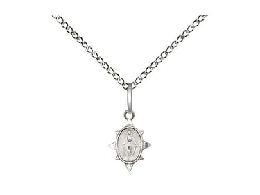 Small Sterling Silver Miraculous Medal Necklace 3/8 x 1/4 inch with 18 inch chain by Bliss
