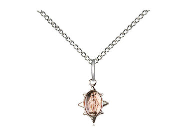 Small Sterling Silver Miraculous Medal Necklace 3/8x1/4 inch with 18 inch chain handcrafted by Bliss Manufacturing