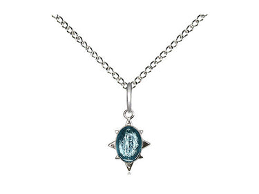 Small Sterling Silver Miraculous Medal Necklace 3/8 x 1/4 inch pendant with 18 inch chain handcrafted by Bliss
