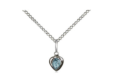 Extra Small Sterling Silver Miraculous Medal Necklace 1/4 x 1/8 inch with 18 inch chain by Bliss