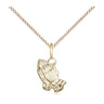 14kt Gold Filled Small Catholic Praying Hands Pendant Necklace 3/8 inch with 18 inch chain by Bliss
