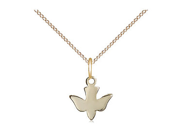 Small 14kt Gold Filled Holy Spirit Dove Medal Necklace 3/8 inch with 18 inch Chain by Bliss Manufacturing