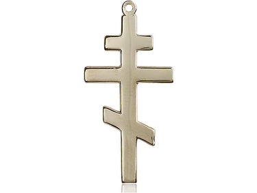 14kt solid gold St. Andrew patron saint medal pendant, 1 3/8 x 5/8 inches, handcrafted in USA by Bliss