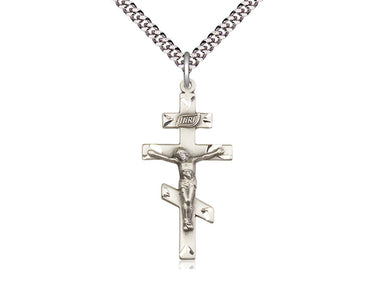 Large Sterling Silver St. Andrew Patron Saint Medal Necklace with 24 inch chain by Bliss Manufacturing