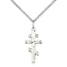 Sterling Silver Catholic Cross Necklace 3/4 inch x 3/8 inch with 18 inch chain handcrafted by Bliss Manufacturing USA