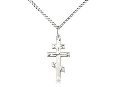 Sterling Silver Catholic Cross Necklace 3/4 inch x 3/8 inch with 18 inch chain handcrafted by Bliss Manufacturing USA
