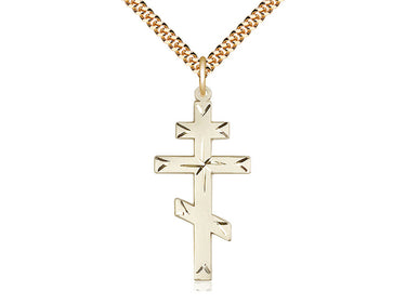 14kt Gold Filled Large Catholic Cross Necklace 1 3/8 inch by 5/8 inch on 24 inch curb chain by Bliss