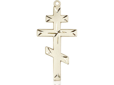 14kt Solid Gold Large Catholic Cross Pendant 1 3/8 inch by 5/8 inch handcrafted by Bliss