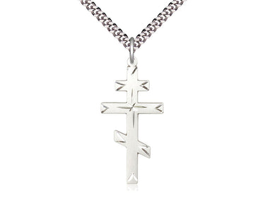 Sterling Silver Large Cross Necklace 1 3/8 x 5/8 inches with 24 inch curb chain handcrafted by Bliss USA