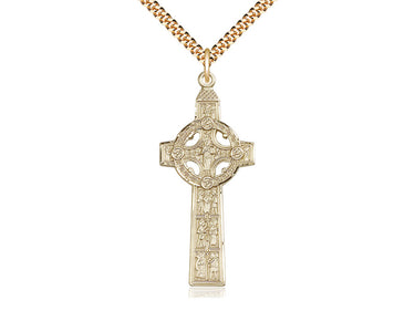 14kt gold filled large scriptures cross necklace 1 3/4 inch engraved Biblical verses 24 inch chain by Bliss