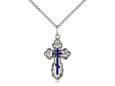 Sterling Silver St. Olga Cross Necklace 7/8 inch pendant with 18 inch chain by Bliss
