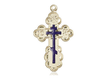 14kt Solid Gold St. Olga Cross Pendant 1 1/8 inch handmade by Bliss Manufacturing USA