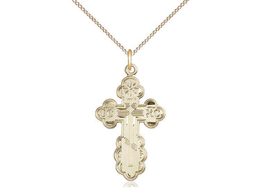 14kt Gold Filled St. Olga Cross Necklace 1 1/8 x 5/8 inches on 18 inch chain by Bliss Manufacturing