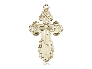 14kt Solid Gold St. Olga Cross Pendant 1 1/8 x 5/8 inches handcrafted by Bliss Manufacturing