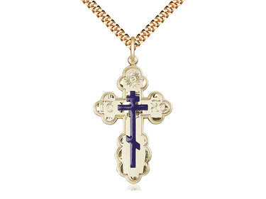 14kt Gold Filled Large St. Olga Cross Necklace 1 3/8 x 7/8 inches on 24 inch chain by Bliss