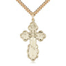 14kt gold filled St. Olga cross necklace, 1 3/8 x 7/8 inch pendant with 24 inch chain, handcrafted by Bliss USA