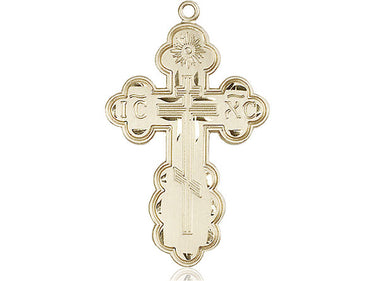 14kt solid gold St. Olga cross pendant, large 1 3/8 x 7/8 inch, handcrafted by Bliss Manufacturing