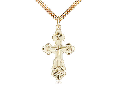 14kt Gold Filled Large Cross Necklace 1 3/8 x 3/4 inches on 24 inch curb chain by Bliss Manufacturing