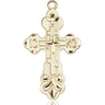 14kt Solid Gold Large Catholic Cross Medal 1 3/8 x 3/4 inches handcrafted in USA by Bliss Manufacturing