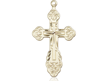 14kt Solid Gold Extra Large Cross Pendant 1 7/8 x 1 inches handcrafted by Bliss Manufacturing USA