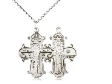 Sterling Silver Christine Cross Crucifix Necklace 1 1/8 x 3/4 inches on 18 inch chain by Bliss Manufacturing