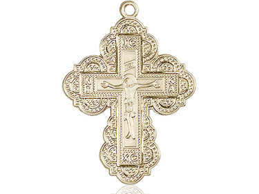 Large 14kt Solid Gold Irene Cross Pendant 1.25x0.875 inch handcrafted by Bliss Manufacturing USA