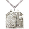 Sterling Silver Mother of God Pendant Necklace 1-1/8 x 5/8 inches with 24 inch chain by Bliss Manufacturing