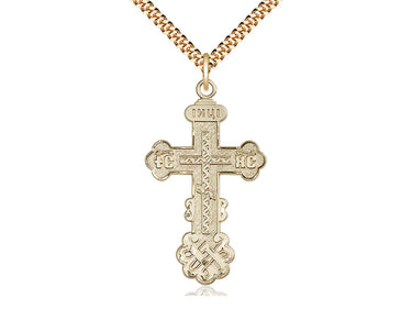 14kt Gold Filled Large Catholic Cross Necklace 1.5 x 0.875 inches with 24 inch chain by Bliss Manufacturing
