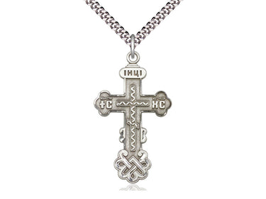 Sterling Silver Large Cross Necklace 1.5 x 0.875 inches with 24 inch chain by Bliss Manufacturing