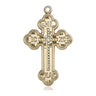 14kt Solid Gold Russian Orthodox Cross Pendant 1 1/8 x 5/8 inch handcrafted in USA by Bliss Manufacturing