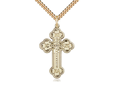 14kt Gold Filled Large Cross Necklace 1 3/8 x 7/8 inch pendant with 24 inch chain by Bliss