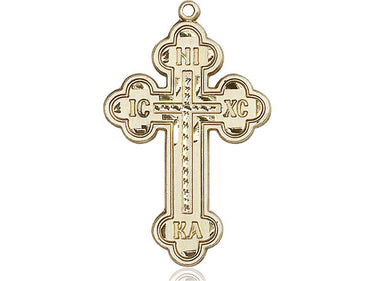 14kt Solid Gold Large Cross Pendant 1 3/8 x 7/8 inch handcrafted by Bliss Manufacturing USA