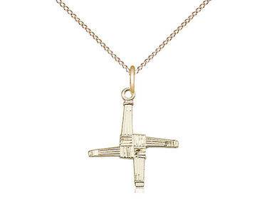 14kt Gold Filled St. Brigid Cross Necklace 5/8 x 5/8 inches with 18 inch chain by Bliss Manufacturing USA