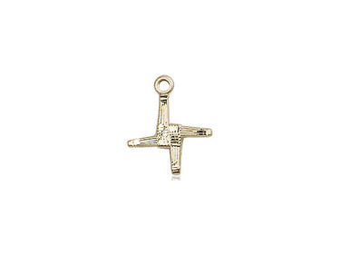 Small 14kt Solid Gold St. Brigid Patron Saint Medal Pendant by Bliss Manufacturing