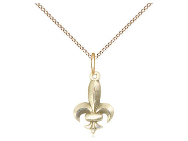 Small 14kt Gold Filled Fleur de Lis Pendant Necklace 1/2 x 3/8 inch with 18 inch chain by Bliss Manufacturing