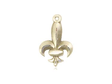 14kt solid gold medium Fleur de Lis medal pendant 3/4 x 1/2 inch handcrafted by Bliss