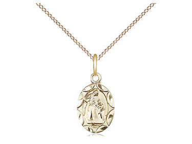 14kt Gold Filled St. Ann Medal Necklace Small 1/2 x 1/4 inch with 18 inch Chain by Bliss