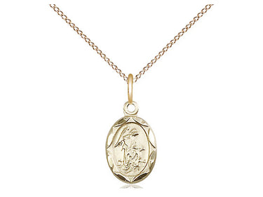 14kt Gold Filled Guardian Angel Pendant Necklace 1/2 inch by 1/4 inch with 18 inch chain by Bliss