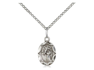 Sterling Silver Small St Francis of Assisi Patron Saint Medal Necklace 1/2 inch x 1/4 inch on 18 inch Chain by Bliss