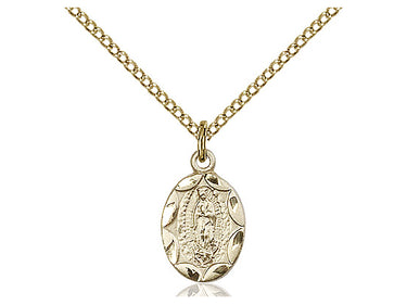 Small 14kt gold filled Our Lady of Guadalupe medal necklace 1/2 x 1/4 inch with 18 inch chain by Bliss