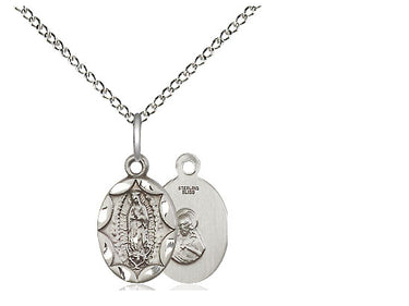 Small sterling silver Our Lady of Guadalupe medal necklace 18 inch chain handcrafted by Bliss