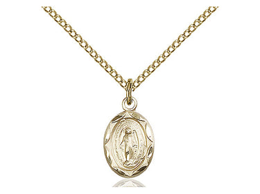 Small 14kt Gold Filled Miraculous Medal Necklace 1/2 inch with 18 inch chain made in USA by Bliss