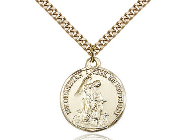 14kt Gold Filled Guardian Angel Pendant Necklace 7/8 inch by 3/4 inch with 24 inch chain by Bliss