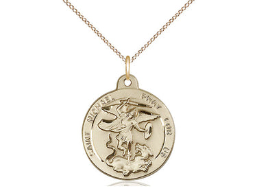 14kt Gold Filled St. Michael the Archangel Patron Saint Medal Necklace 7/8 x 3/4 inch with 18 inch Chain by Bliss