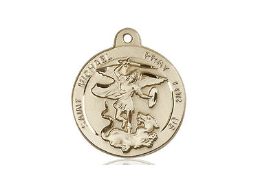 14kt Solid Gold St. Michael the Archangel Medium Patron Saint Medal Pendant 7/8 x 3/4 by Bliss